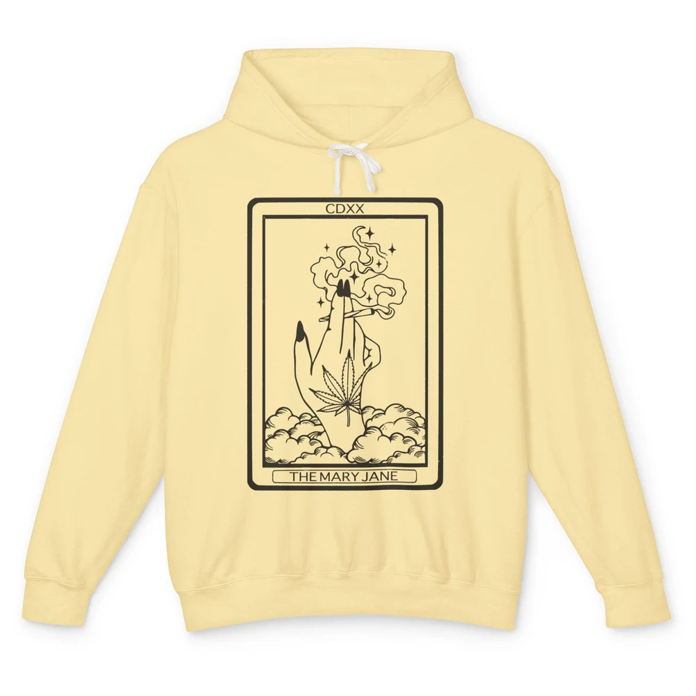 Vintage Weed Mary Jane Tarot Card Weed Smoker Smoking Lady Unisex Lightweight Hoodie