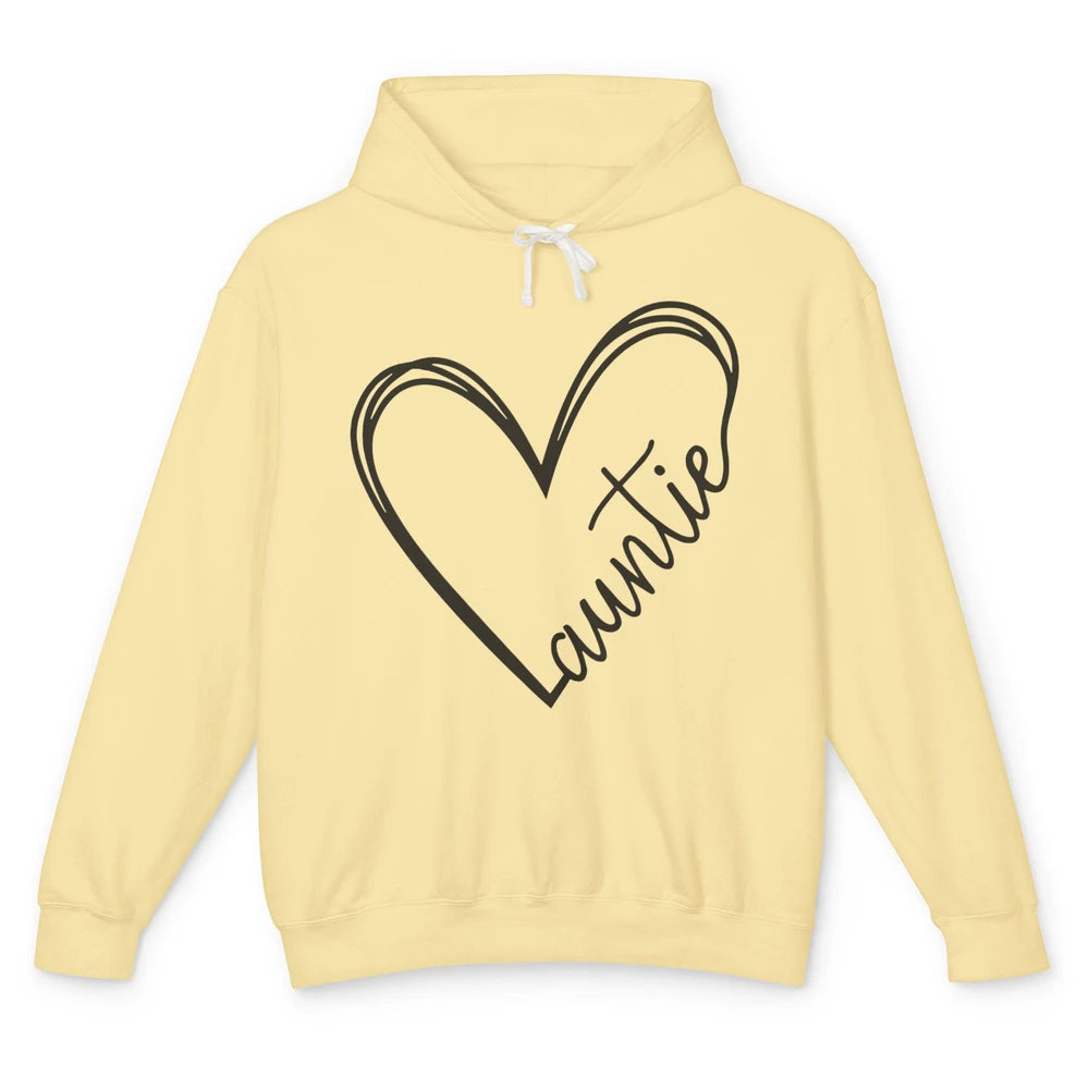 Cute Love Auntie Heart Typography Aunt Life Minimal Half Mom Unisex Lightweight Hoodie