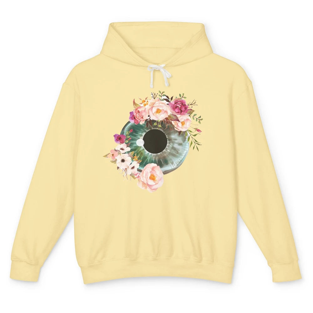 Floral Eyeball Optometrist Eye Anatomy Ophthalmology Tech Unisex Lightweight Hoodie