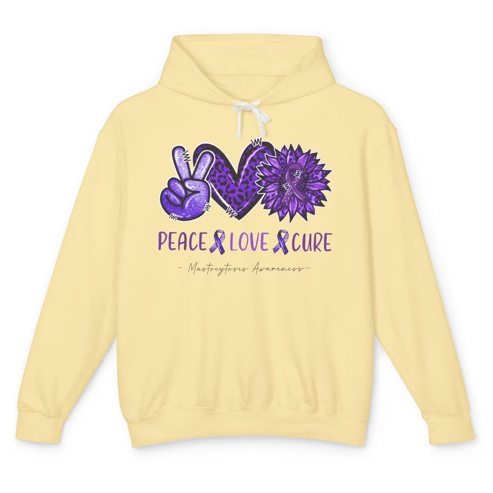 Mastocytosis Awareness Purple Ribbon Peace Love Fight Unisex Lightweight Hoodie