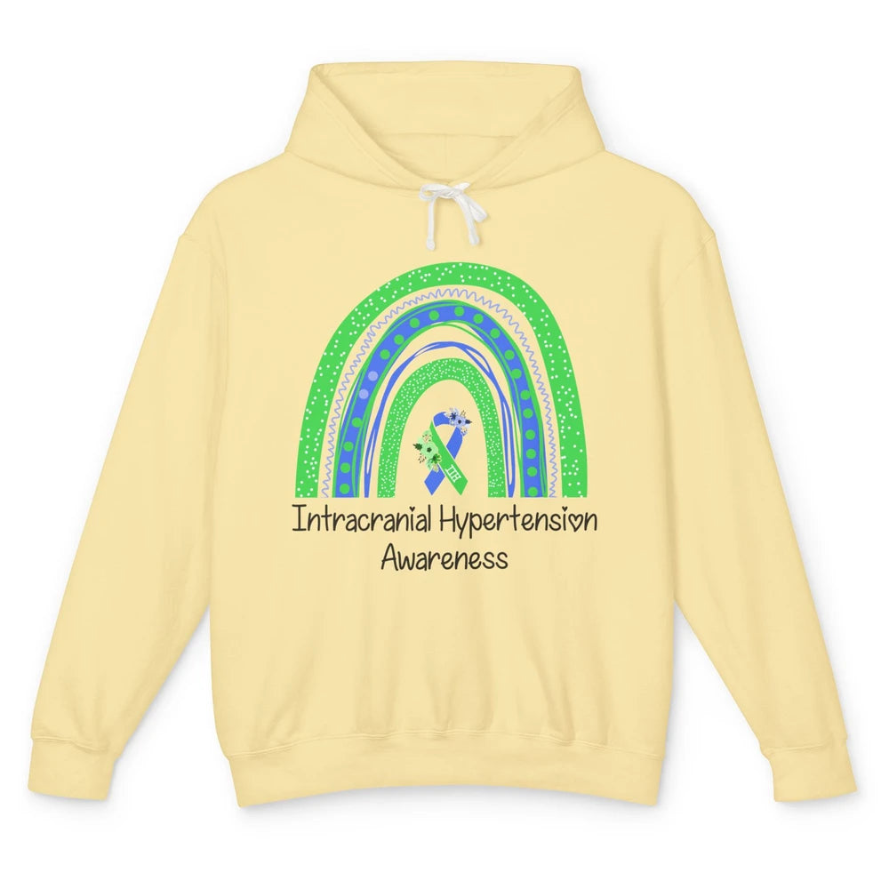 Intracranial Hypertension IIH Awareness Blue Green Rainbow Unisex Lightweight Hoodie