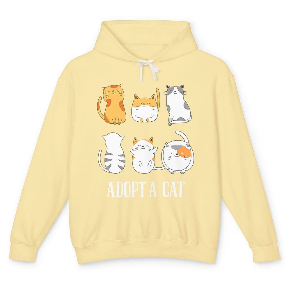 Funny Adopt A Cat Happy Foster Adopt Kitten Adoption Rescue Unisex Lightweight Hoodie