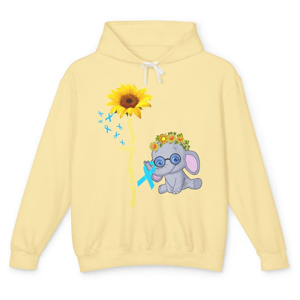 Adrenal Insufficiency Awareness Baby Elephant Sunflower Unisex Lightweight Hoodie