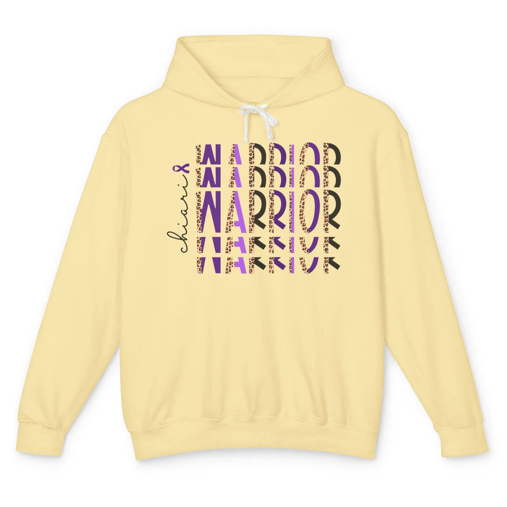 Chiari Warrior Leopard Purple Ribbon Chiari Awareness Month Unisex Lightweight Hoodie