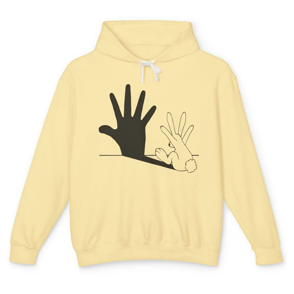 Rabbit Hand Shadow Funny Life Jokes Funny Rabbit Bunny Lover Unisex Lightweight Hoodie