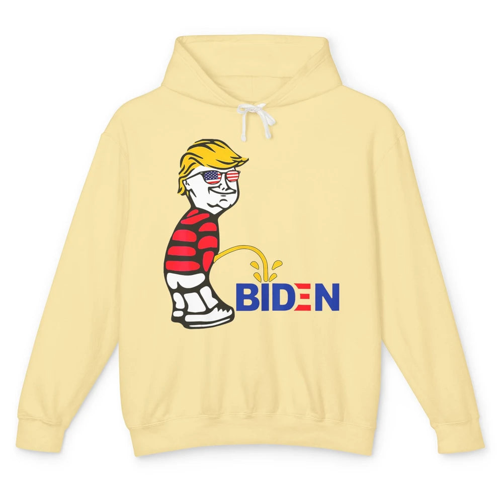 Funny Anti Joe Biden Vote Donald Trump 2024 Patriotic Humor Unisex Lightweight Hoodie