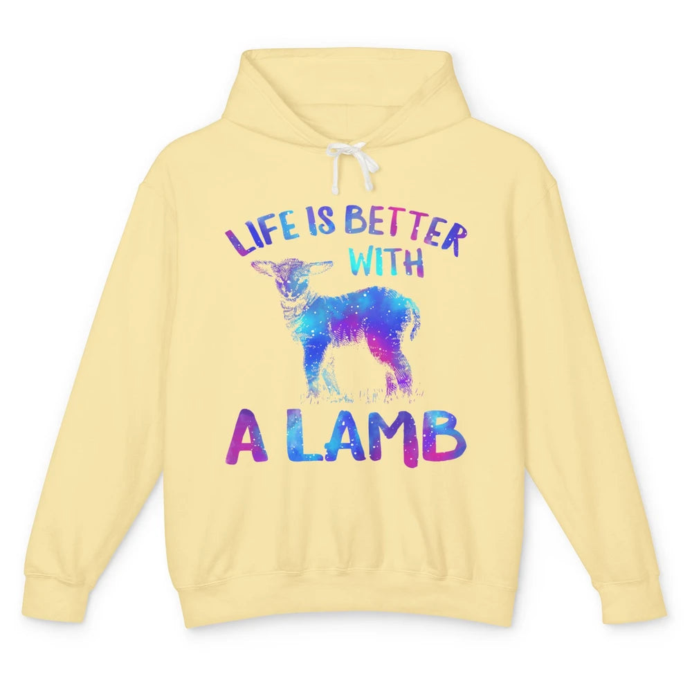 Life Better With Lamb Baby Sheep Shepherd Farm Animal Farmer Unisex Lightweight Hoodie