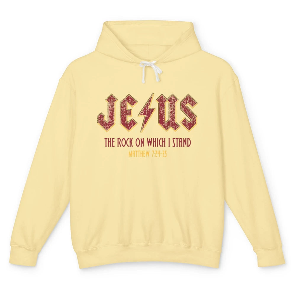 Retro Jesus The Rock On Which I Stand Faith Christian God Unisex Lightweight Hoodie