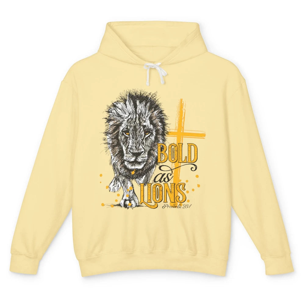 Bold As Lion Of Judah Bible Verse Christian Faith Religious Unisex Lightweight Hoodie