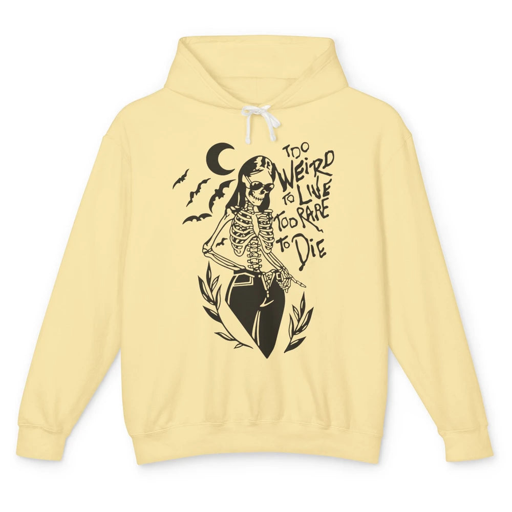 Too Rare To Die Funny Skeleton Woman Skull Aesthetic Costume Unisex Lightweight Hoodie