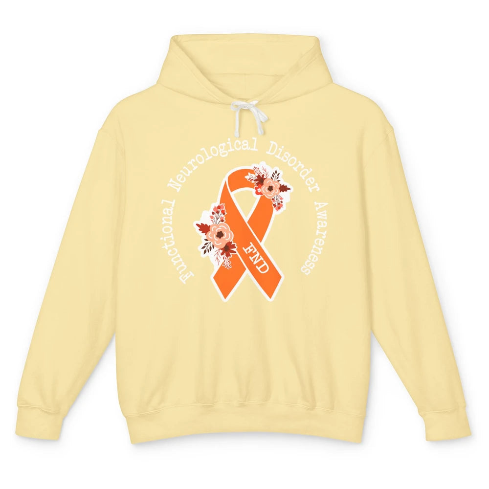 Functional Neurological Disorder Awareness FND Orange Ribbon Unisex Lightweight Hoodie