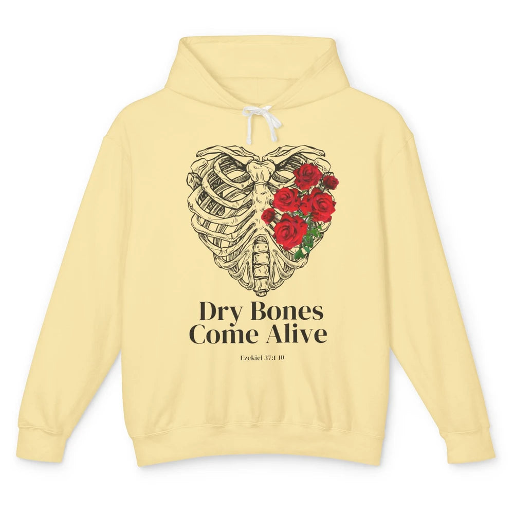 Floral Rib Cage Dry Bones Come Alive Bible Verse Christian Unisex Lightweight Hoodie