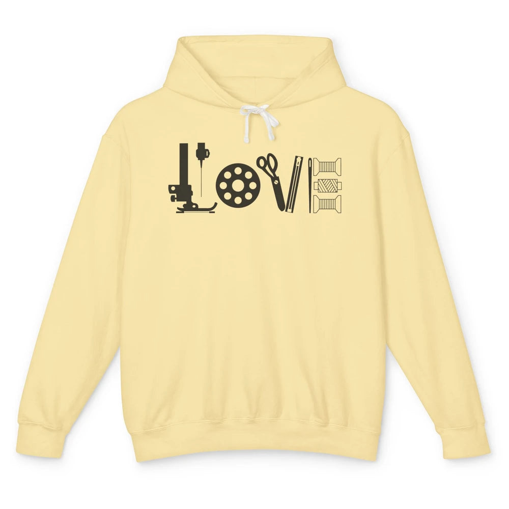 Love Sewing Quilting Tools Sewing Machine Quilters Gift Unisex Lightweight Hoodie