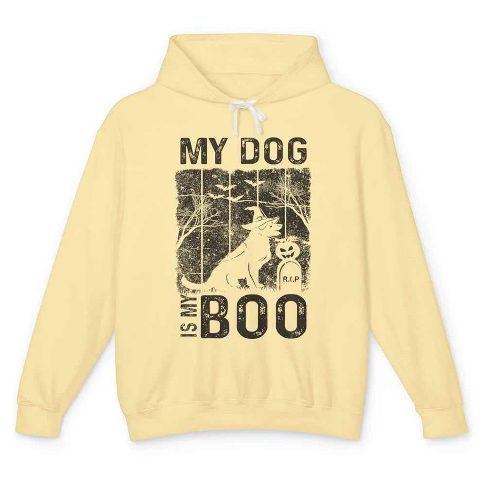 Retro My Dog Is My Boo Ghost Hippie Halloween Spooky Puppy Unisex Lightweight Hoodie