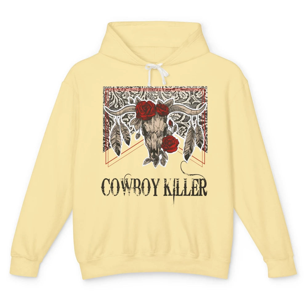 Texas Floral Skull Cowboy Killer Western Country Vintage Unisex Lightweight Hoodie