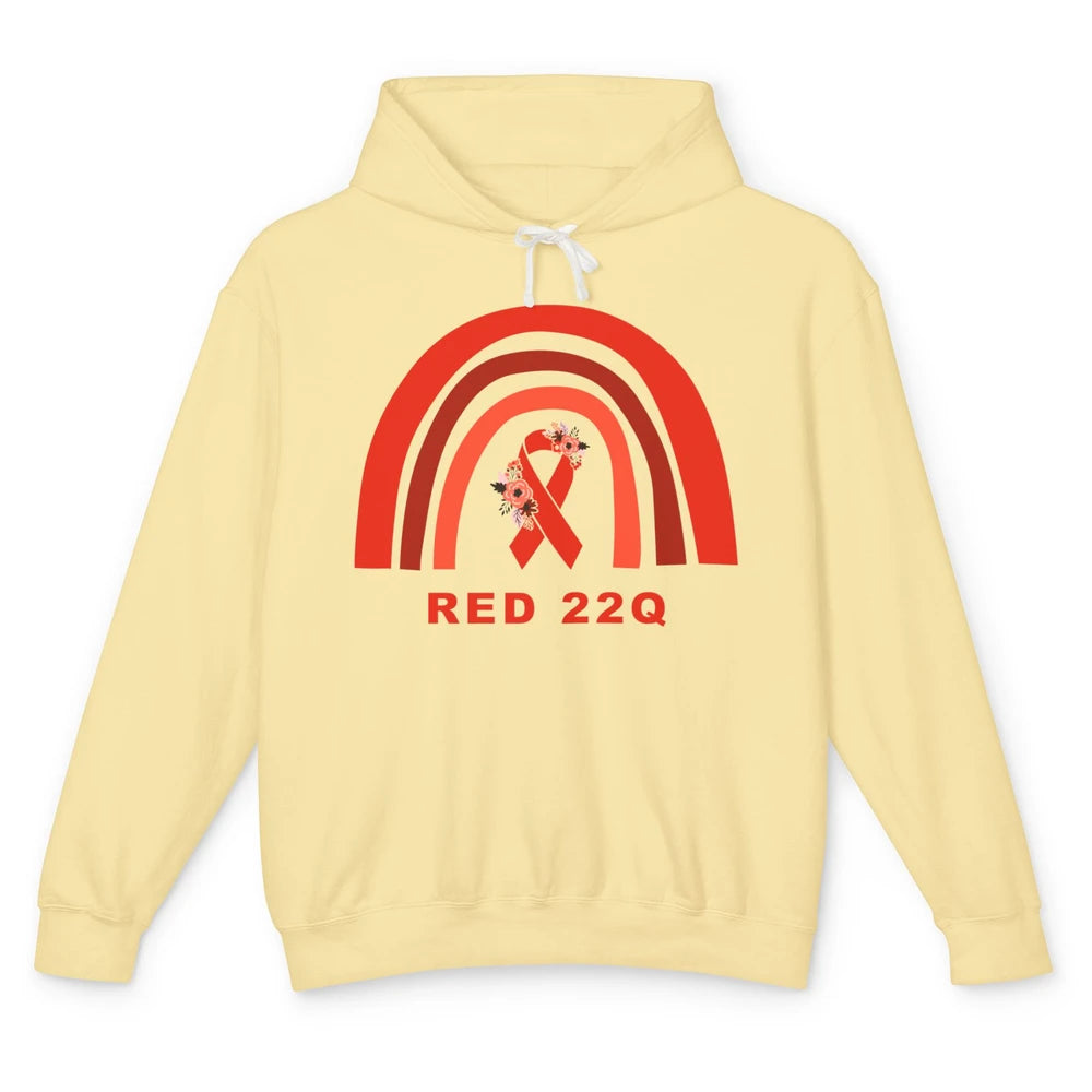 22Q Deletion/DiGeorge Syndrome Awareness Floral Red Rainbow Unisex Lightweight Hoodie