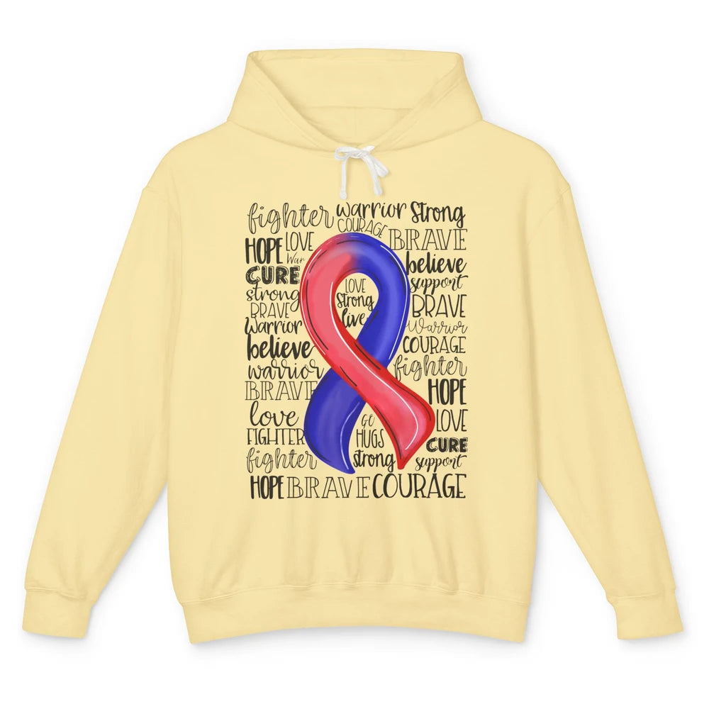 CHD Congenital Heart Disease Awareness Red And Blue Ribbon Unisex Lightweight Hoodie