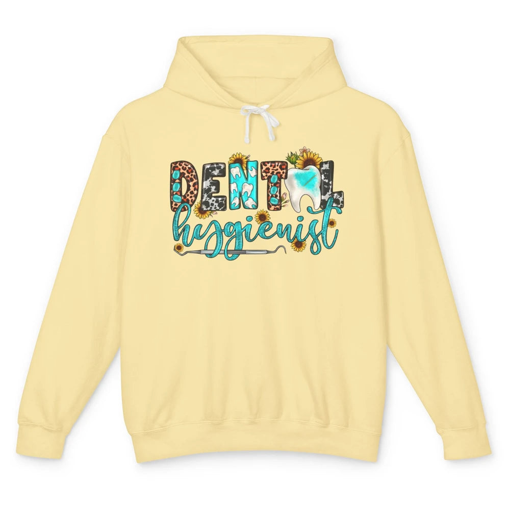 Leopard Sunflower Dental Hygiene Life Western Dentist Life Unisex Lightweight Hoodie