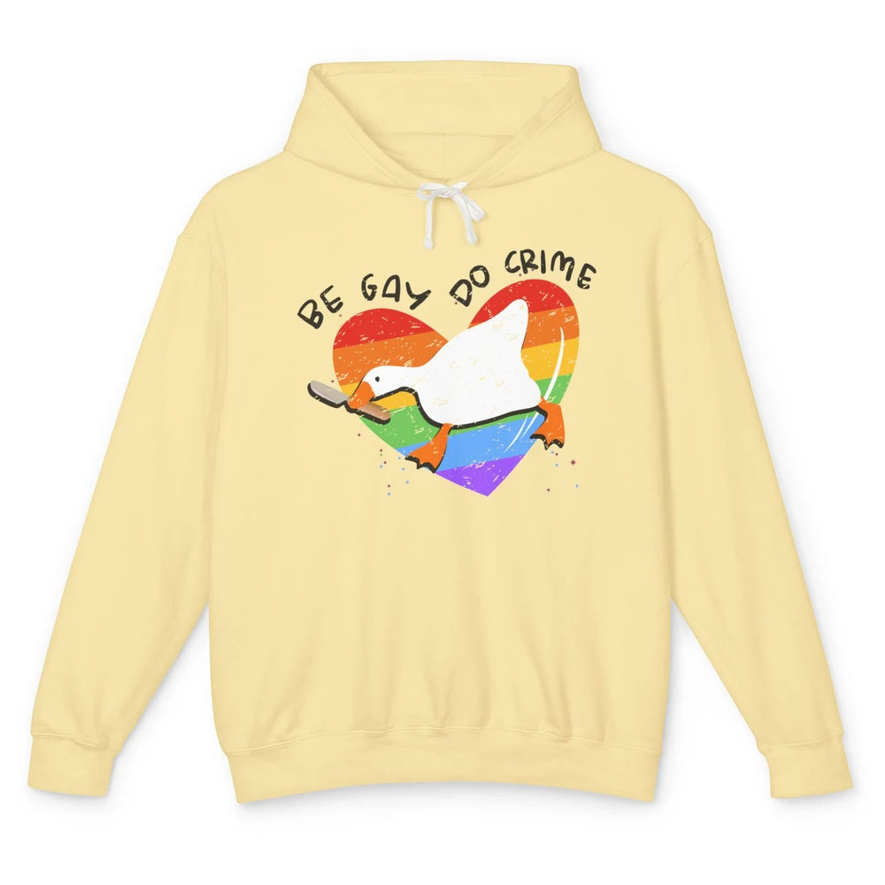 Vintage Duck Rainbow Be Gay Do Crime LGBTQ Community Rights Unisex Lightweight Hoodie