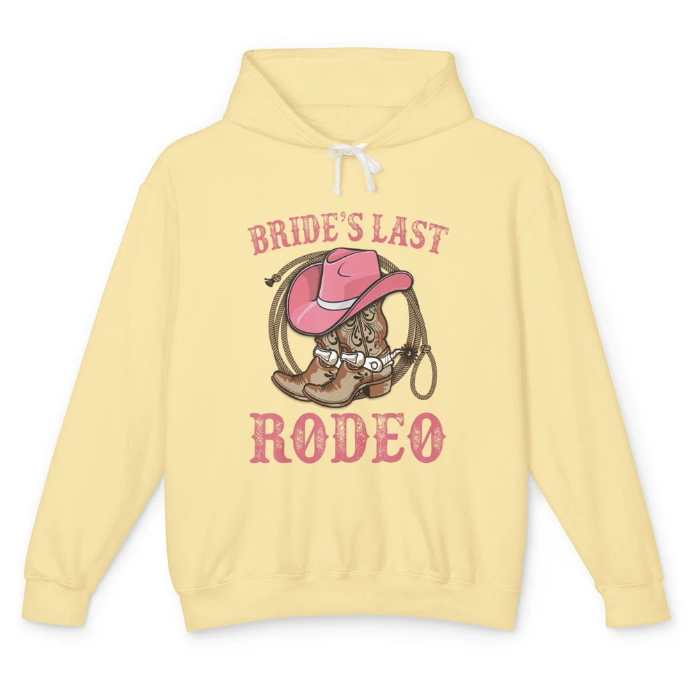 Bride's Last Rodeo Cowgirl Hat Bachelorette Party Wedding Unisex Lightweight Hoodie