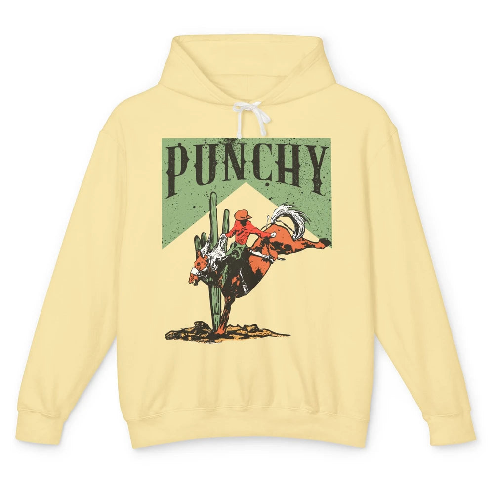 Retro Cowboy Rodeo Punchy Bucking Horse Western Country Unisex Lightweight Hoodie