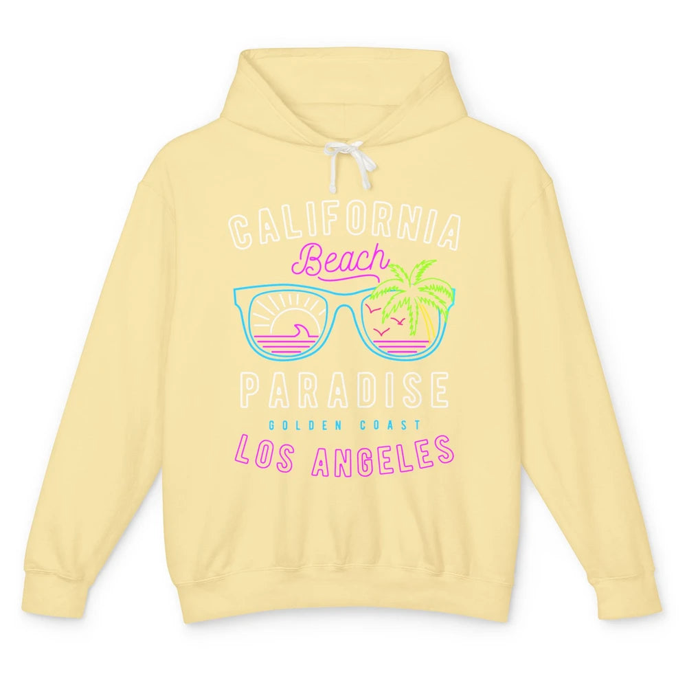 California Beach Paradise Los Angeles Golden Coast Neon 80s Unisex Lightweight Hoodie