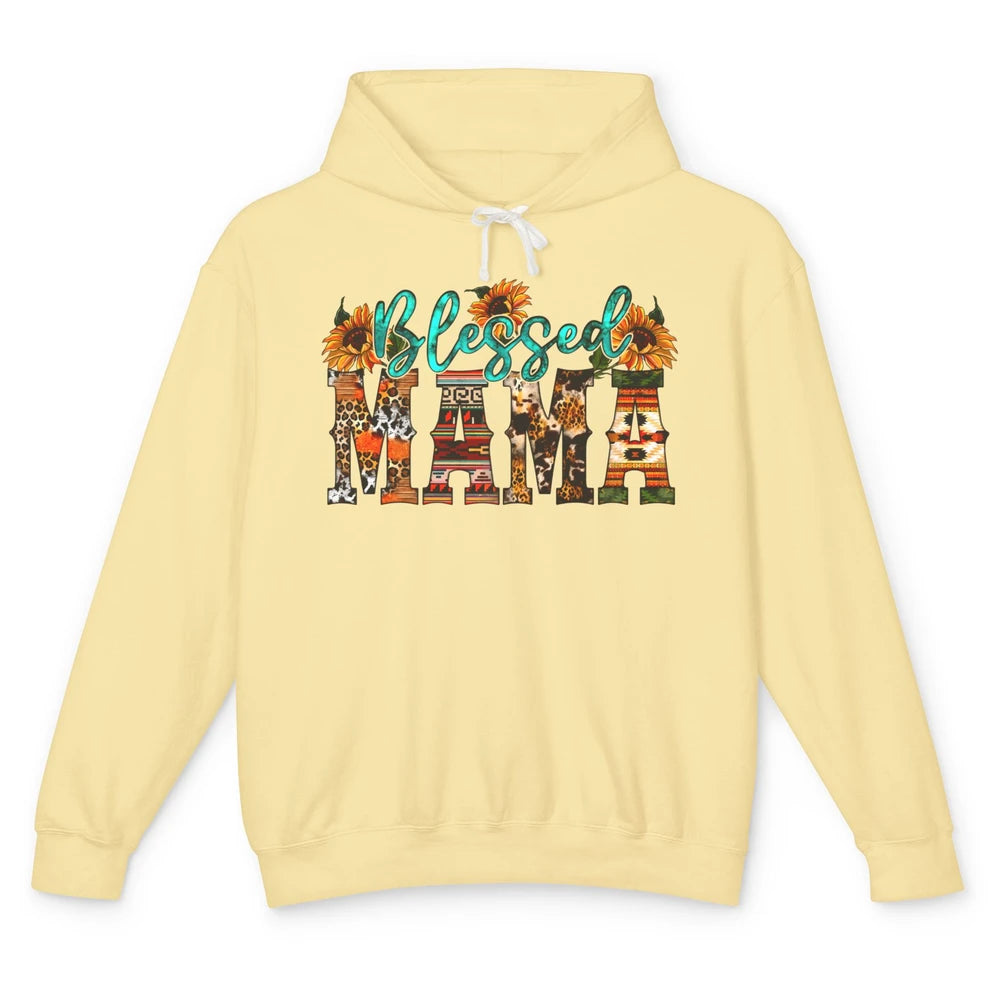 Leopard Sunflower Blessed Mama Western Mama Mothers Day Unisex Lightweight Hoodie