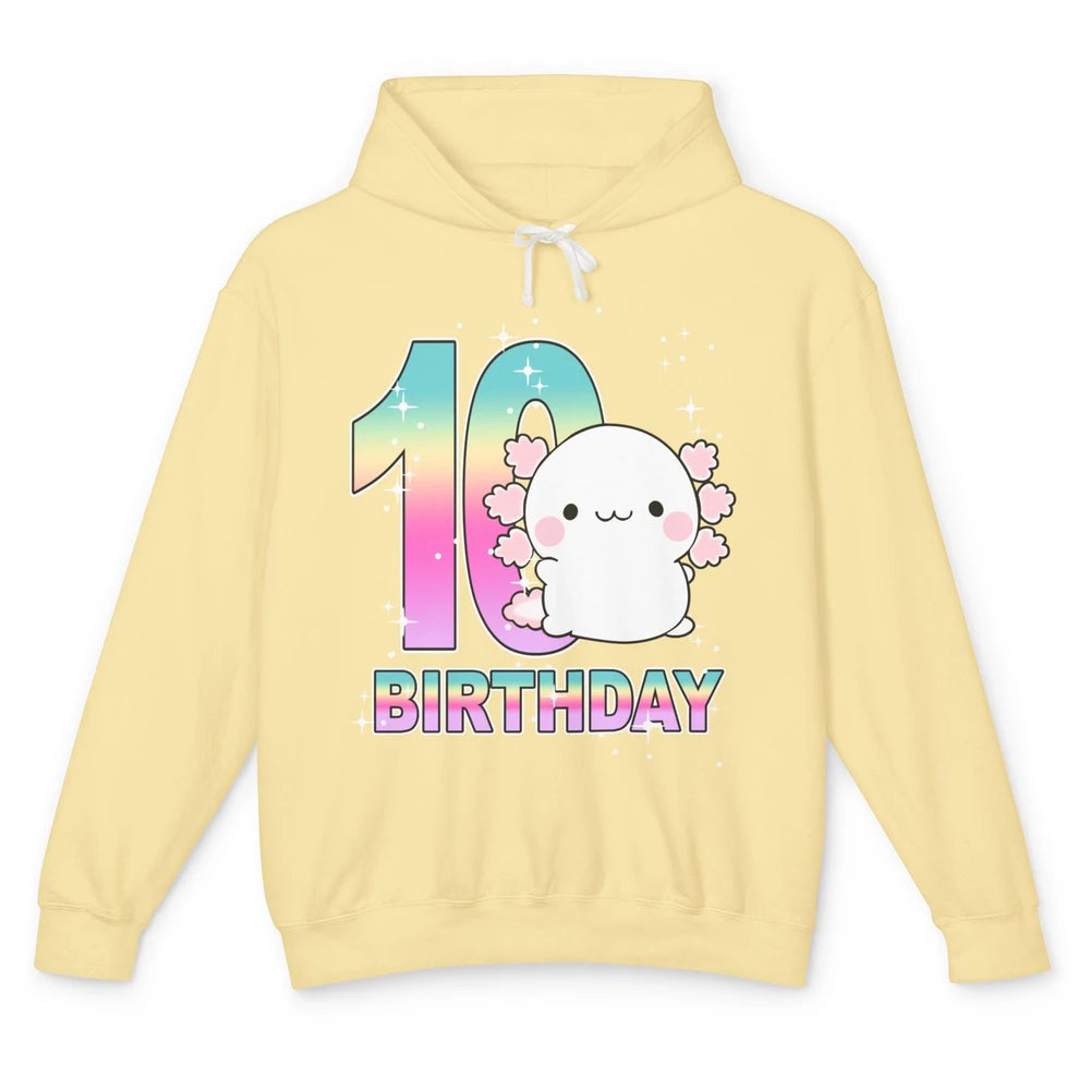 Cute Axolotl 10th Birthday Girl Boy 10 Years Old Birthday Unisex Lightweight Hoodie