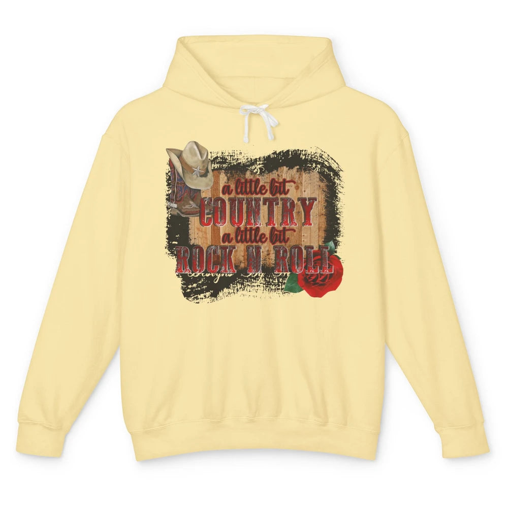 Cowboy Boots Hat A Little Country Little Rock N Roll Western Unisex Lightweight Hoodie