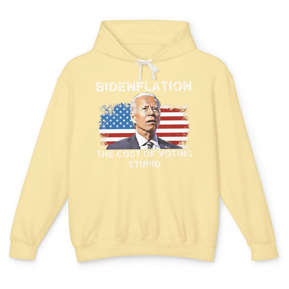 Funny Bidenflation Cost Of Voting Stupid Anti Joe Biden Unisex Lightweight Hoodie