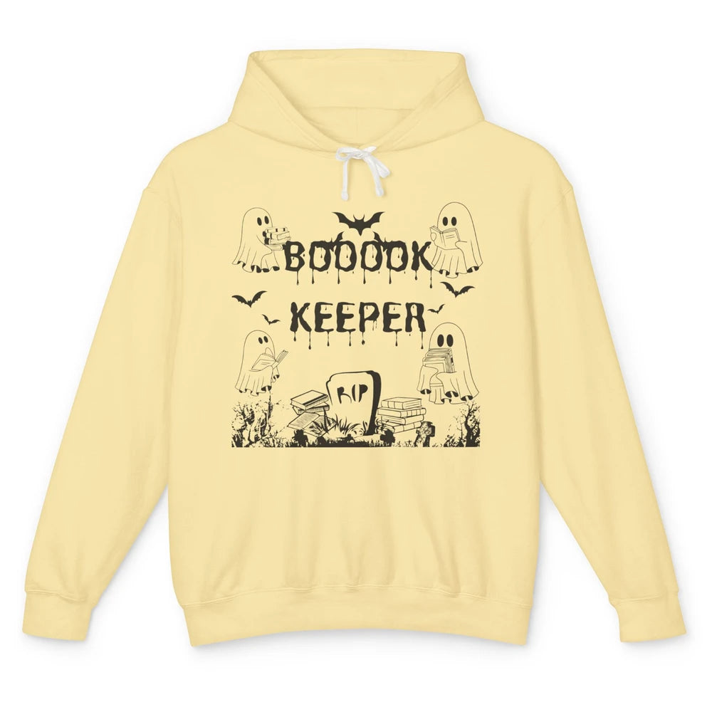 Ghost Reading Bookkeeper Librarian Halloween Book Lover Gift Unisex Lightweight Hoodie