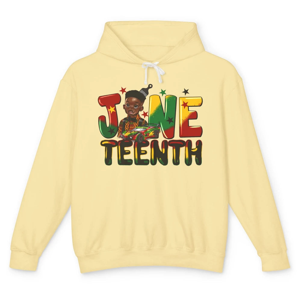 Juneteenth Little Black Boy Afro African Independence Day Unisex Lightweight Hoodie