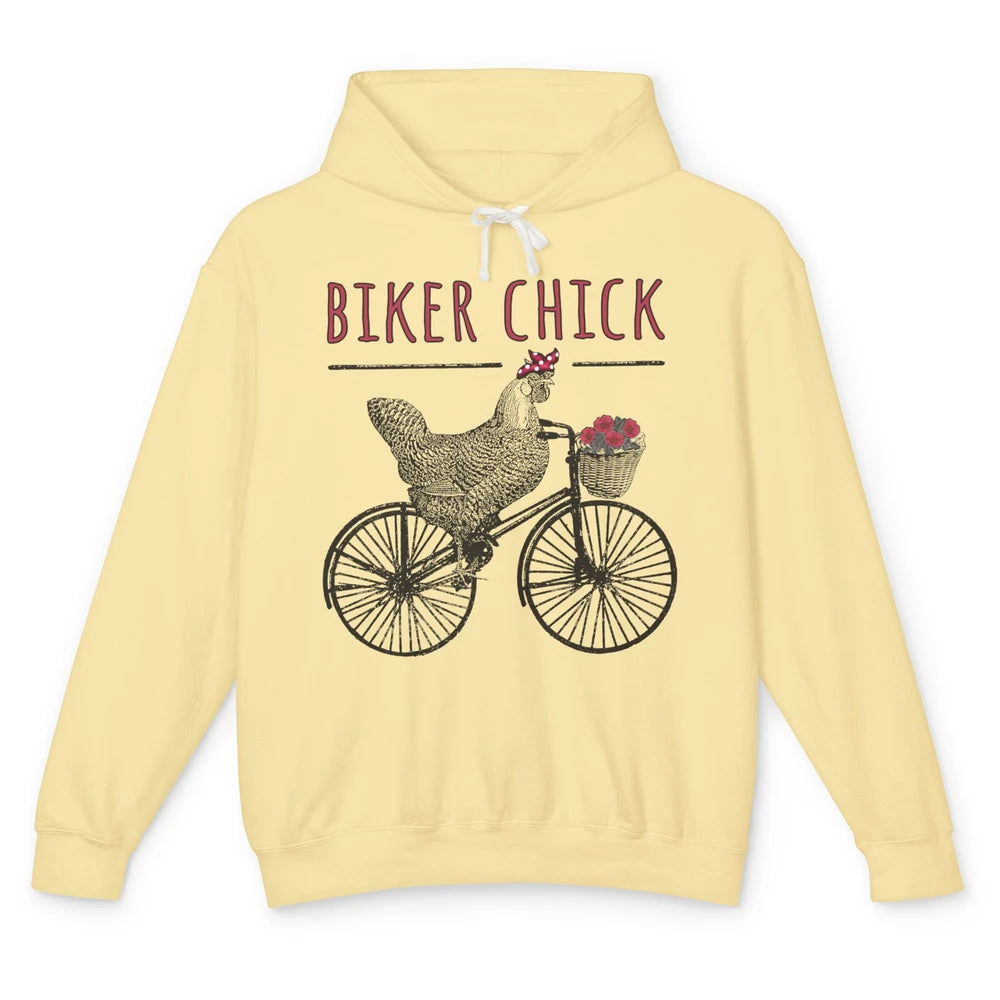 Biker Chick Funny Chicken Cycling Bicycle Women Biking Unisex Lightweight Hoodie