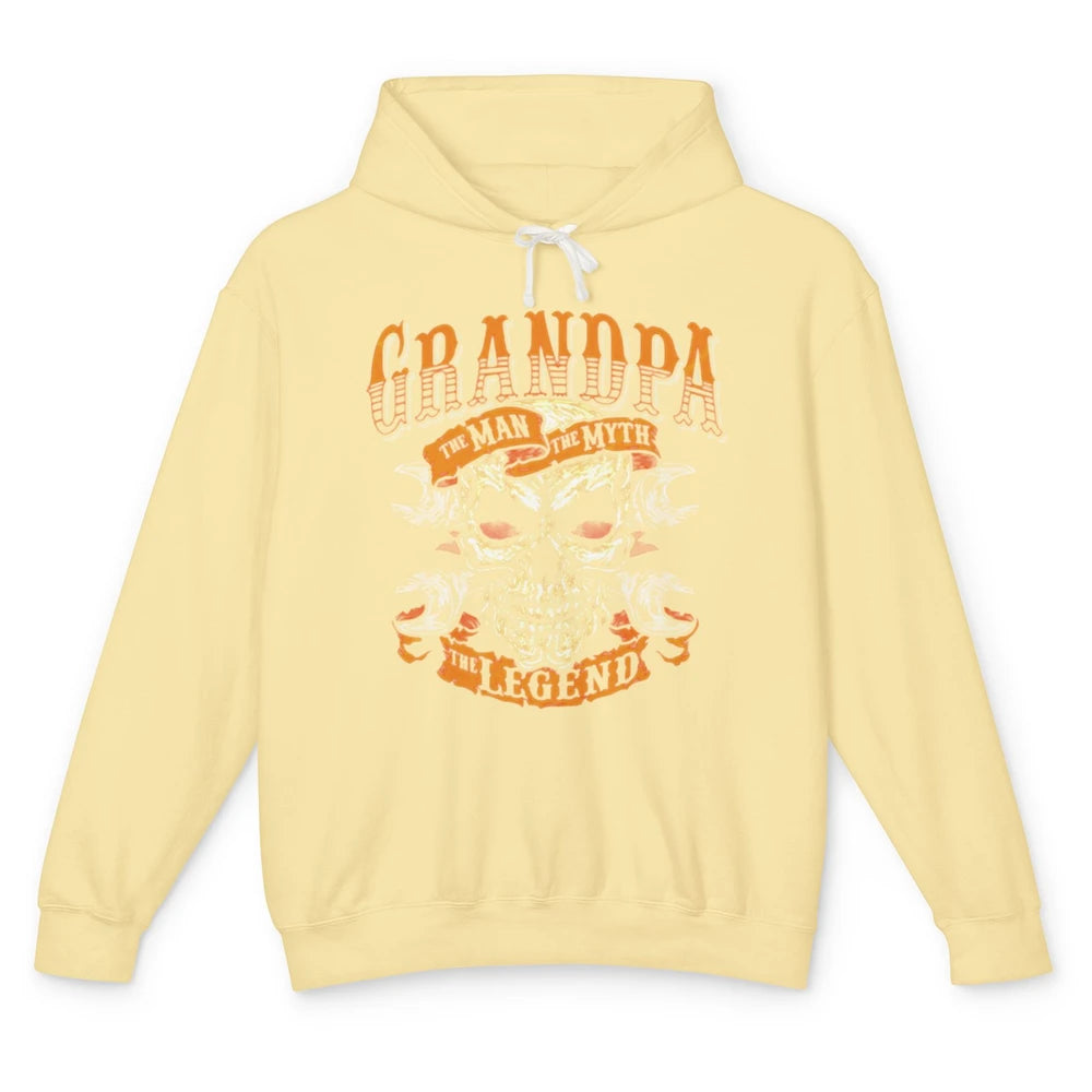 Father's Day Grandpa The Man The Myth The Legend Skull Unisex Lightweight Hoodie