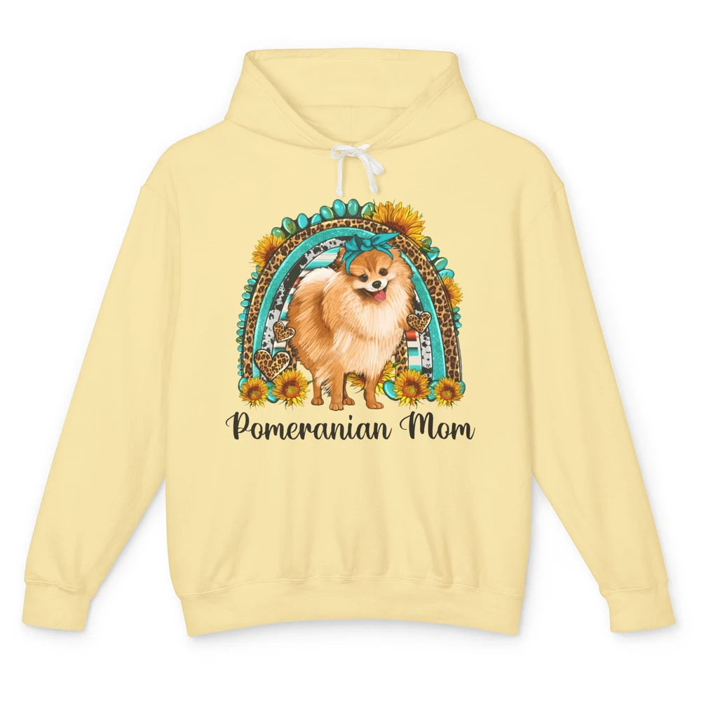 Sunflower Leopard Pomeranian Mom Rainbow Gemstone Western Unisex Lightweight Hoodie