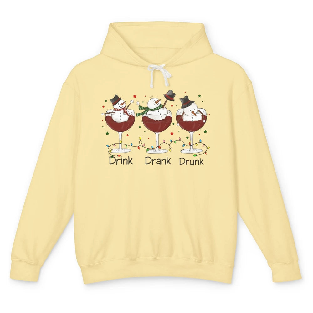 Funny Snowman Wine Christmas Drink Drank Drunk Christmas Unisex Lightweight Hoodie