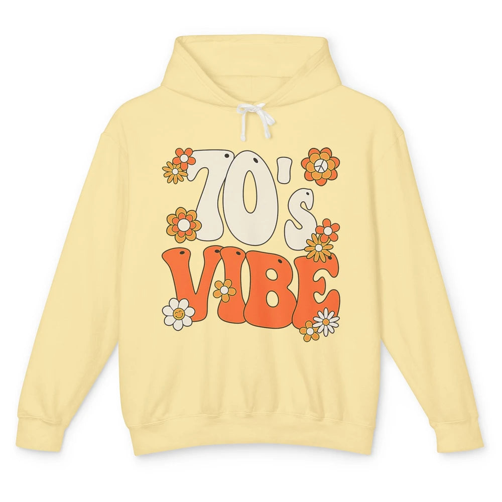 Retro 70s Vibe Groovy Smile Daisy Hippie Positive 1970 Party Unisex Lightweight Hoodie