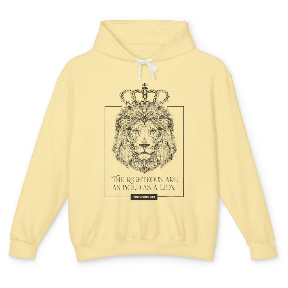 Lion Christian The Righteous Are Bold As A Lion Bible Verse Unisex Lightweight Hoodie