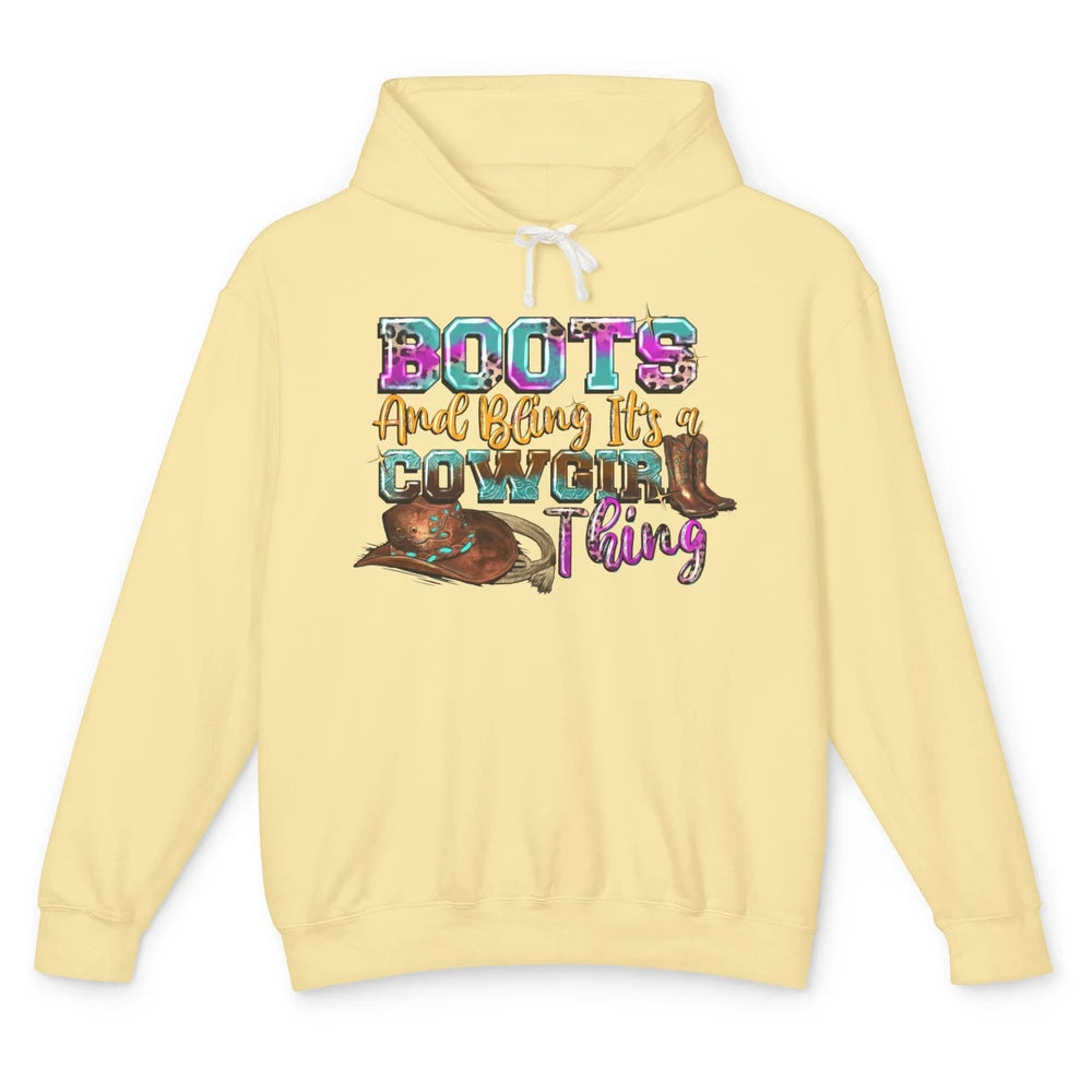 Leopard Boots And Bling It's A Cowgirl Thing Western Country Unisex Lightweight Hoodie