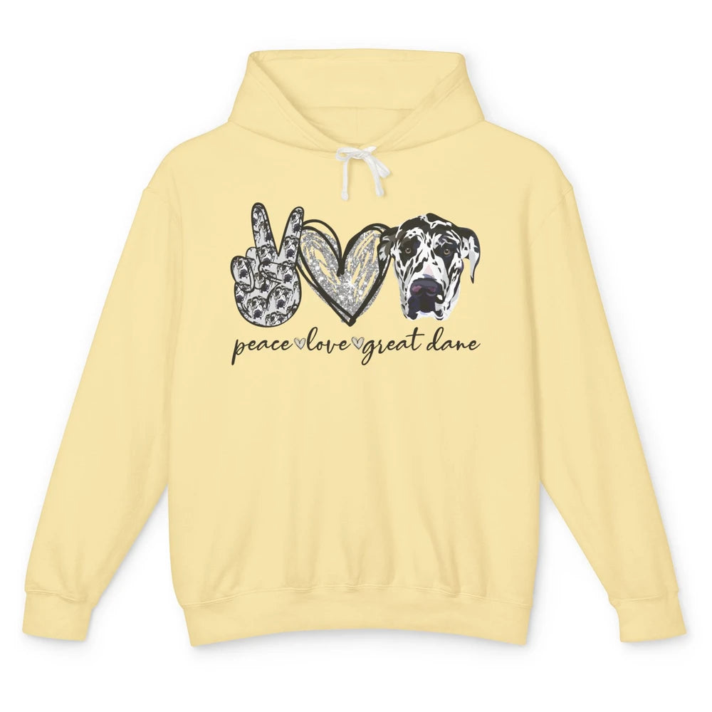 Peace Love Great Dane Dog Lovers Great Dane Mothers Fathers Unisex Lightweight Hoodie