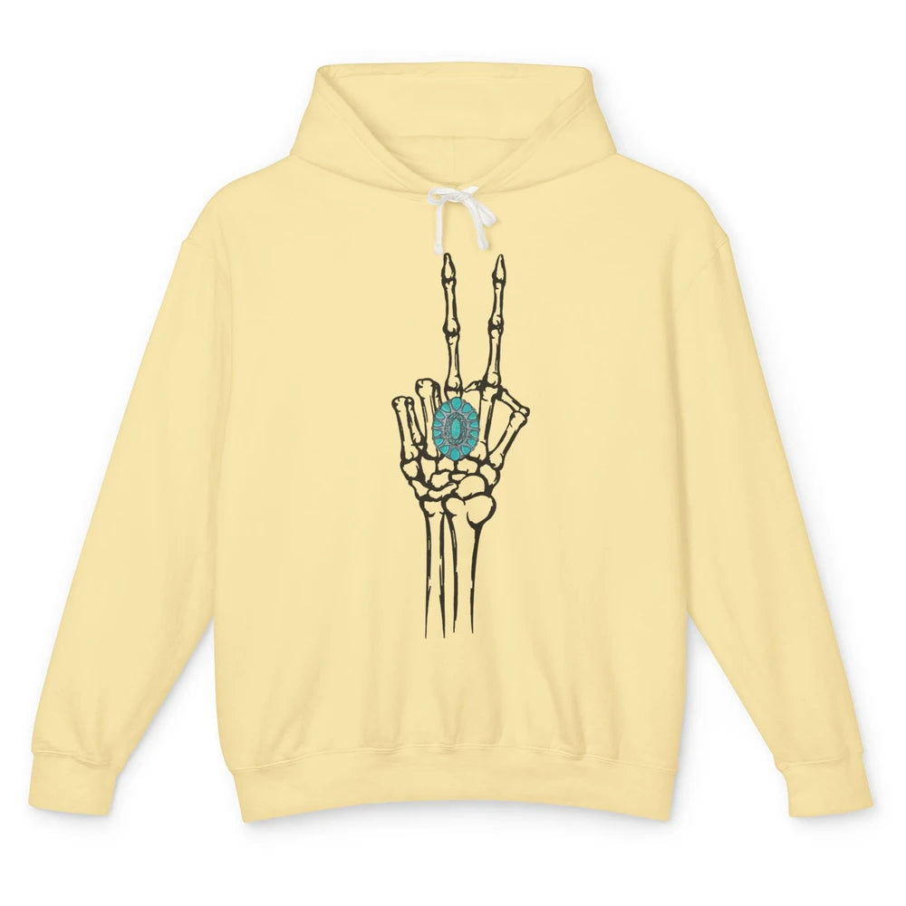 Retro Skeleton Turquoise Ring Western Future Bride Engaged Unisex Lightweight Hoodie