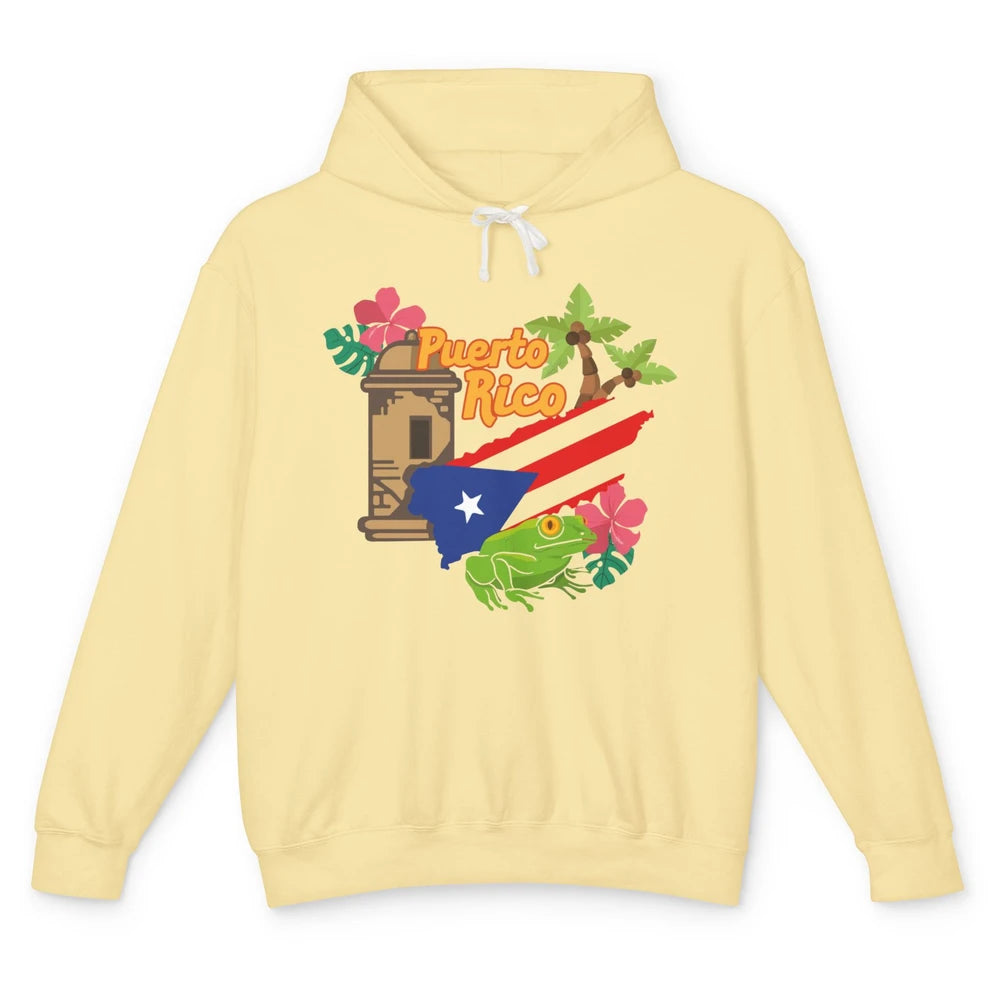 Leopard Flower Puerto Rico Flag Frog Summer Puerto Rican Unisex Lightweight Hoodie