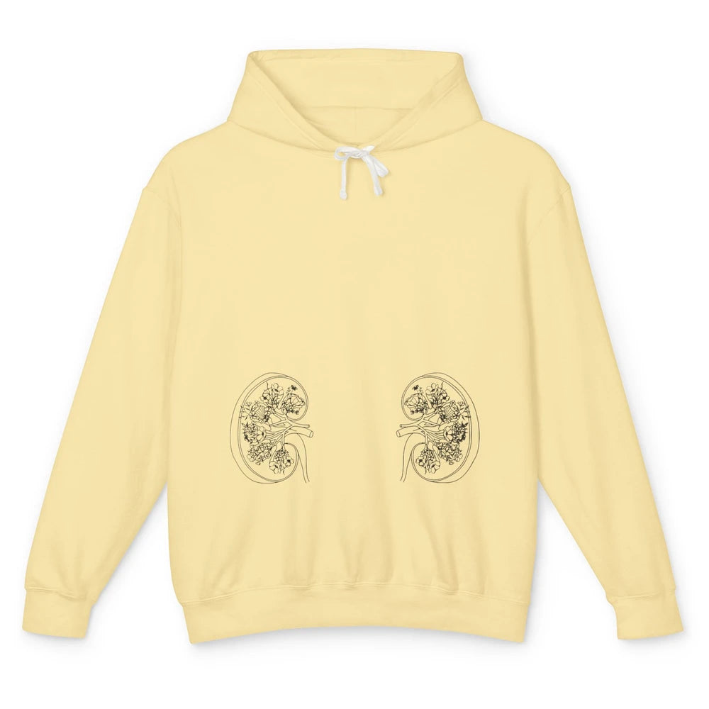 Floral Kidney Anatomy Two Kidneys Human Body Anatomy Unisex Lightweight Hoodie