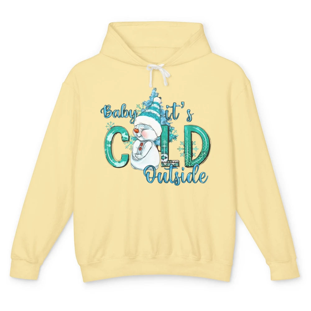 Christmas Cute Snow Man It's Cold Outside Freezing Season Unisex Lightweight Hoodie