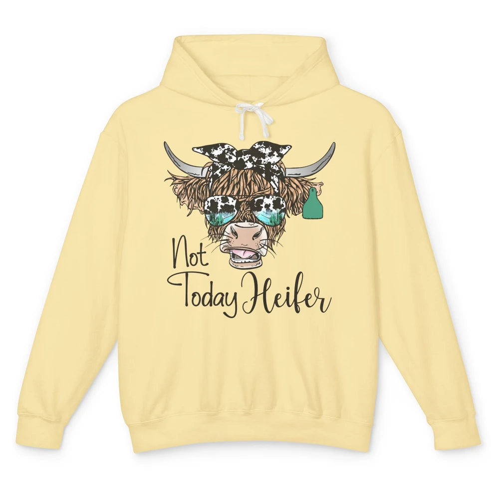 Highland Cow Bandana Cowhide Not Today Heifer Western Animal Unisex Lightweight Hoodie