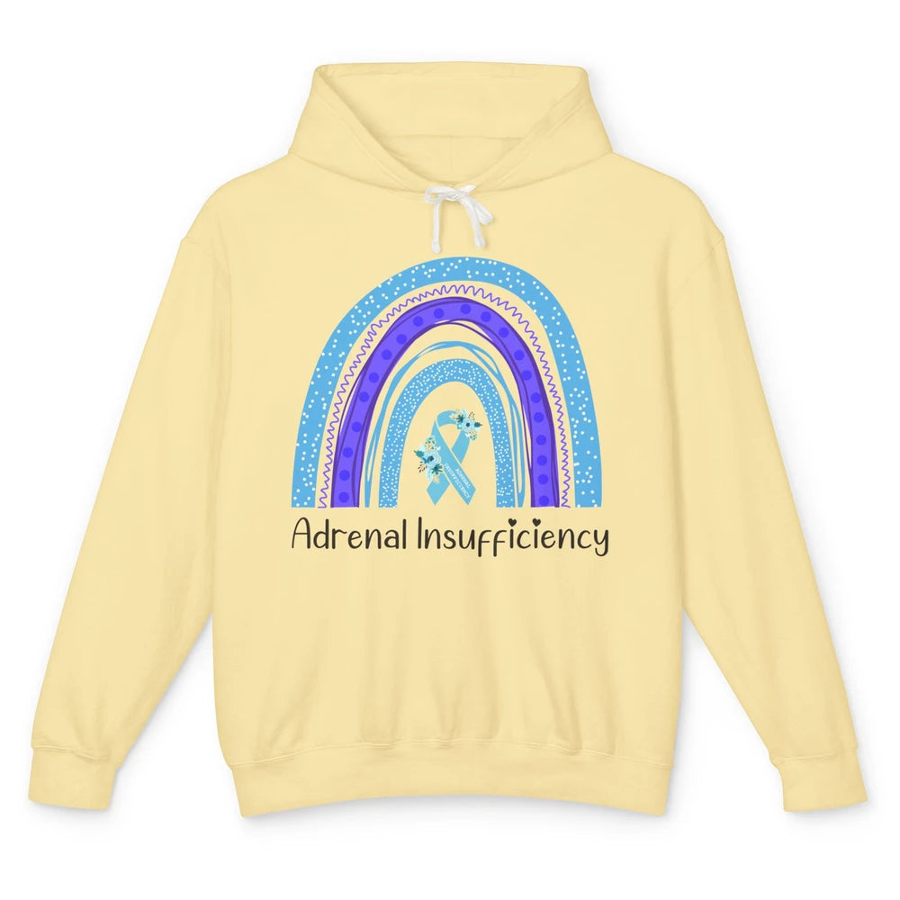 Adrenal Insufficiency Awareness Floral Light Blue Ribbon Unisex Lightweight Hoodie