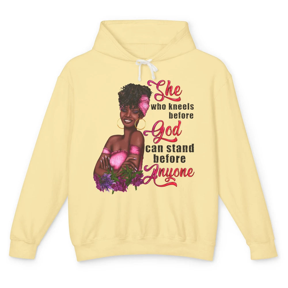 Black Girl She Who Kneels Before God Christian Afro Women Unisex Lightweight Hoodie