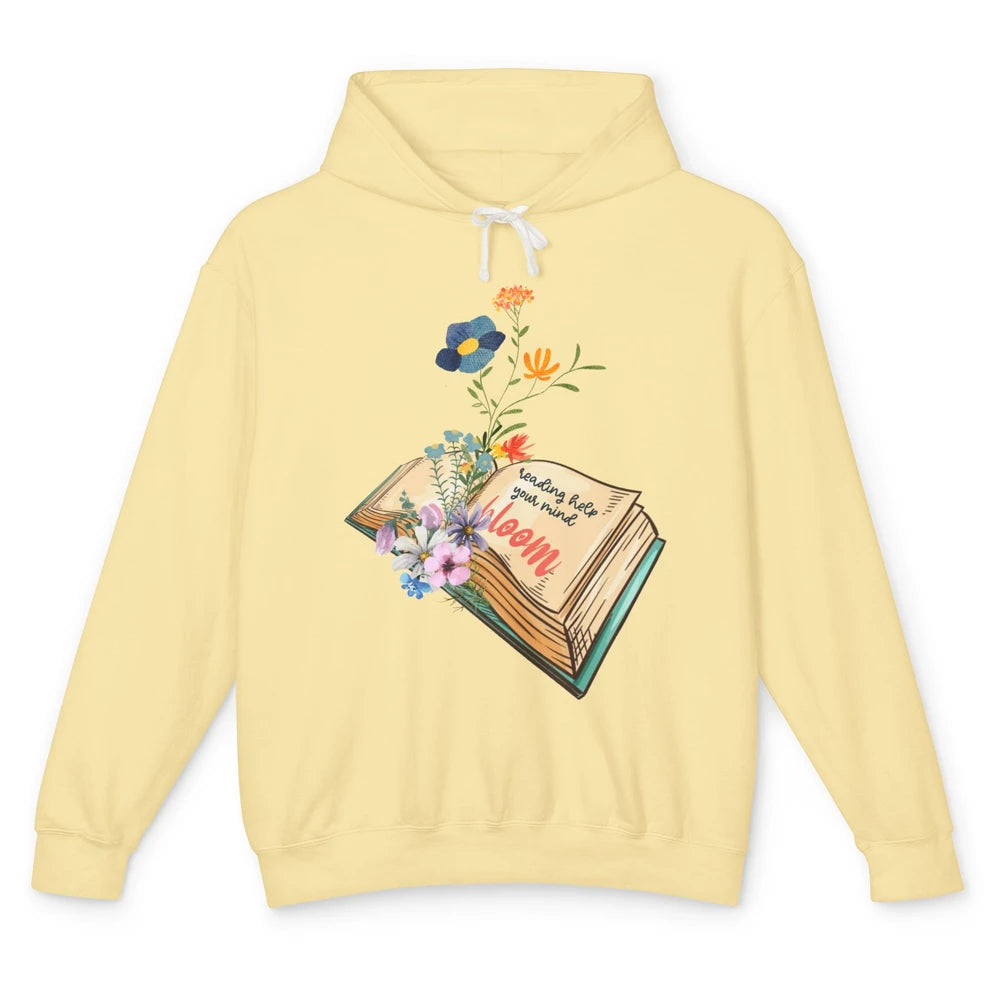 Retro Wildflowers Book Floral Reading Bookworm Teacher Gift Unisex Lightweight Hoodie