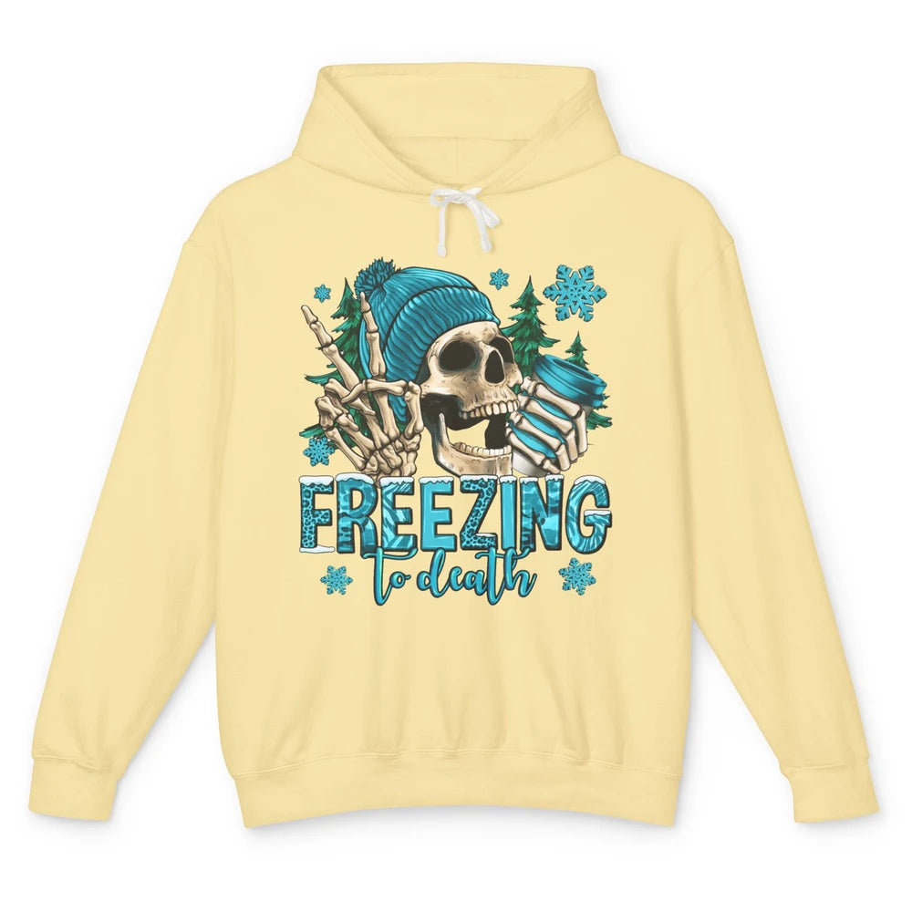 Funny Leopard Skull Freezing To Death Funny Christmas Winter Unisex Lightweight Hoodie