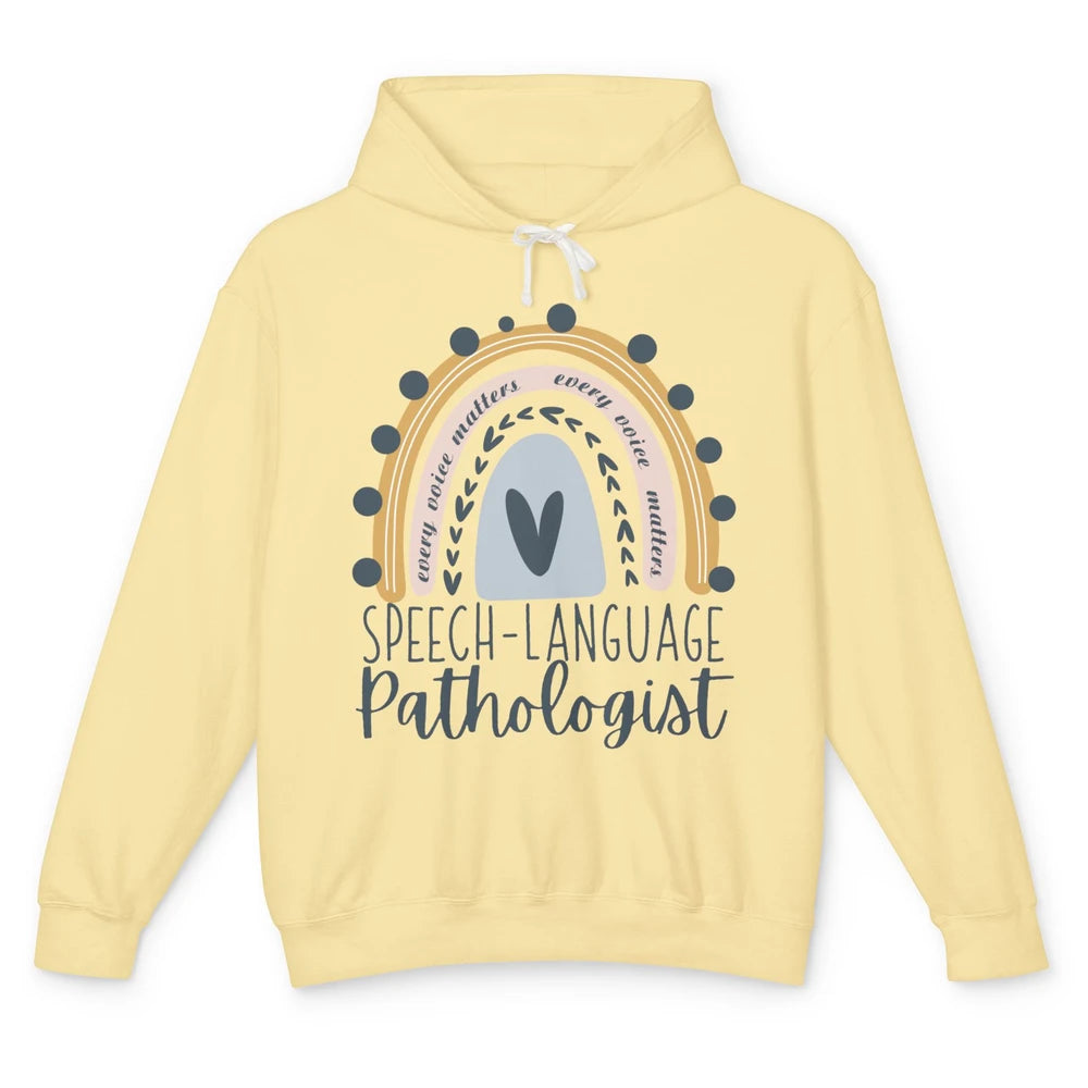 Speech Language Pathologist Every Voice Matters Rainbow SLP Unisex Lightweight Hoodie